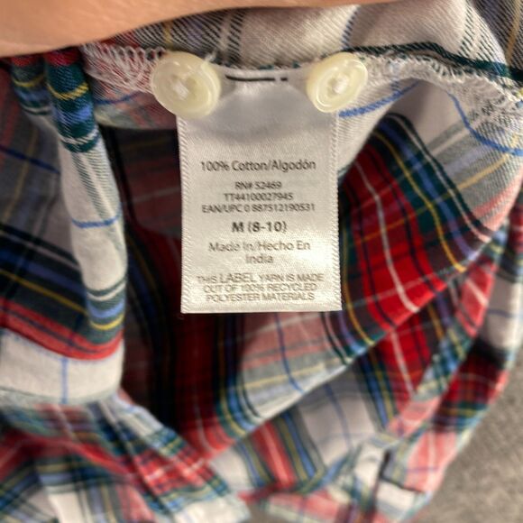New Time And Tru Shirt Women M Medium Red Plaid Button Up Collared Long Sleeve - Picture 5 of 8